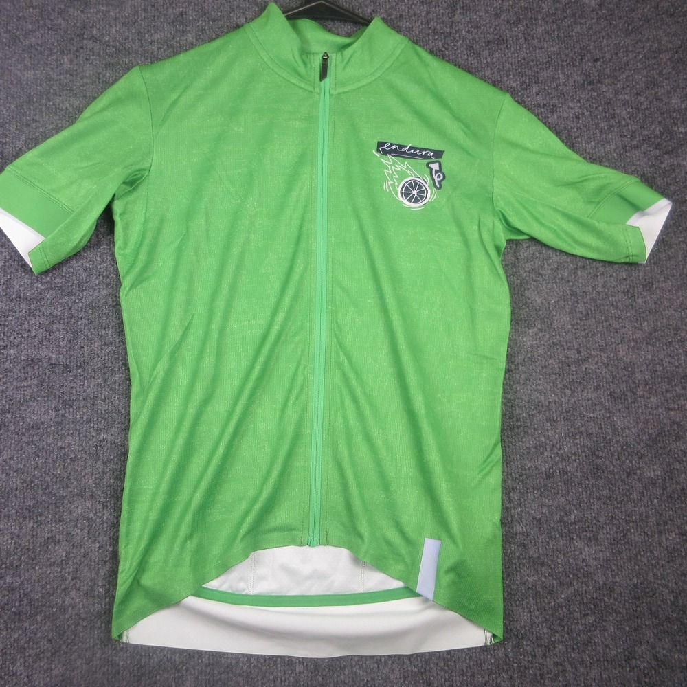 Endura FS260 Print Jersey Womens Small Green Short Sleeve Full Zip Cycling